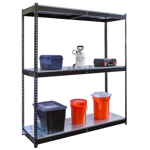 3-Shelf Heavy-Duty Boltless Shelving Starter Units - Black