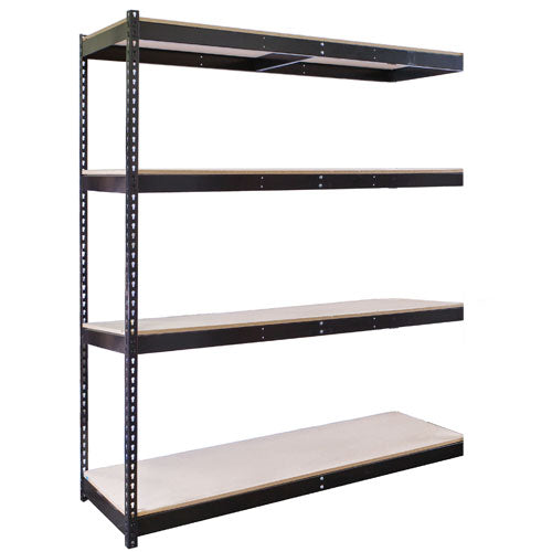 4-Shelf Heavy-Duty Boltless Shelving Add-On Units - Black