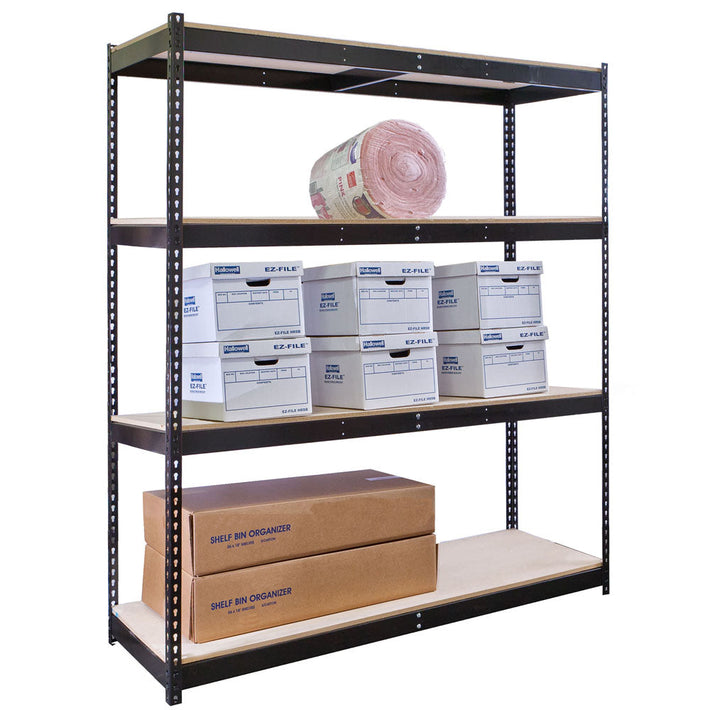 4-Shelf Heavy-Duty Boltless Shelving Starter Units - Black