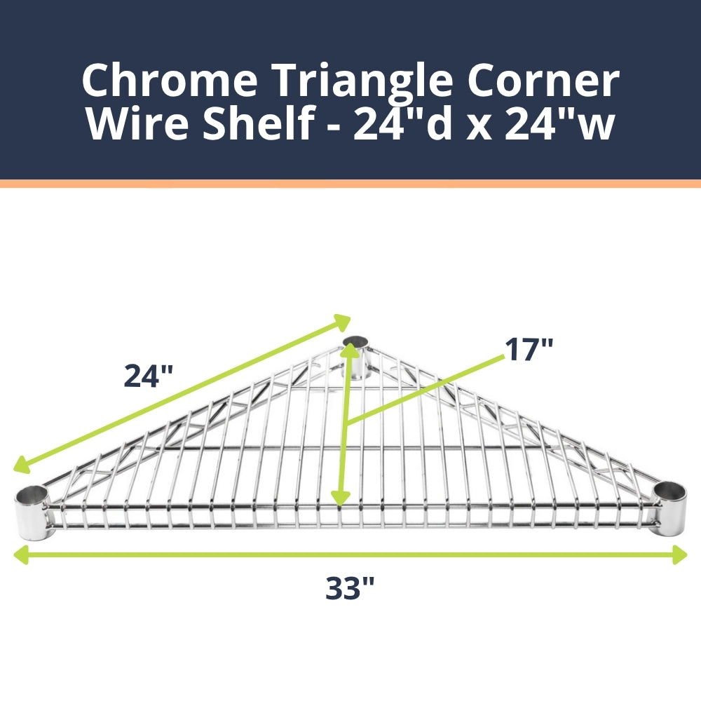 Chrome Triangle Corner Wire Shelves with Shelf Clips