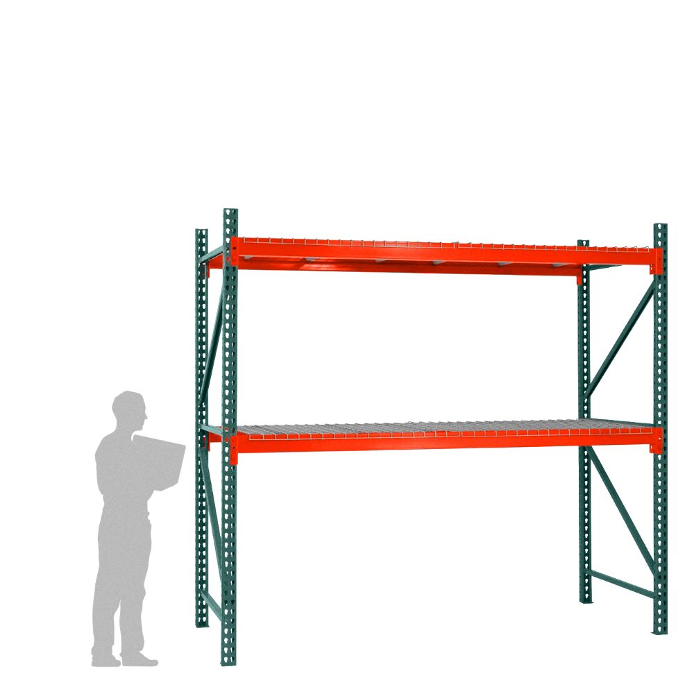 2-Tier Teardrop Pallet Rack Starter Units w/ Wire Decking - 42"d x 120"h