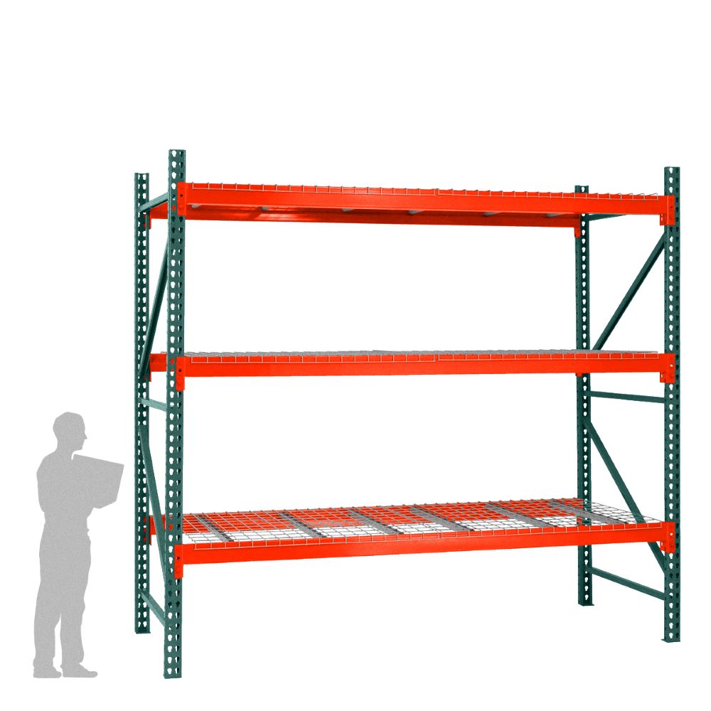 3-Tier Teardrop Pallet Rack Starter Units w/ Wire Decking - Heavy Duty - 48"d x 144"h