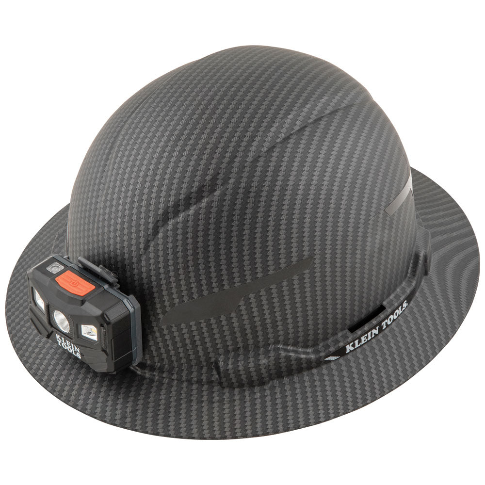 Klein Hard Hat, Premium KARBN™ Pattern, Non-Vented Full Brim, Class E, Lamp (60346)