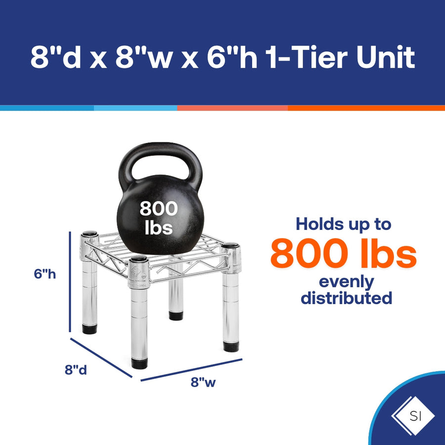 8"d x 6"h Chrome Wire Shelving w/ 1 Shelf