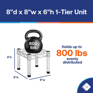 8"d x 6"h Chrome Wire Shelving w/ 1 Shelf