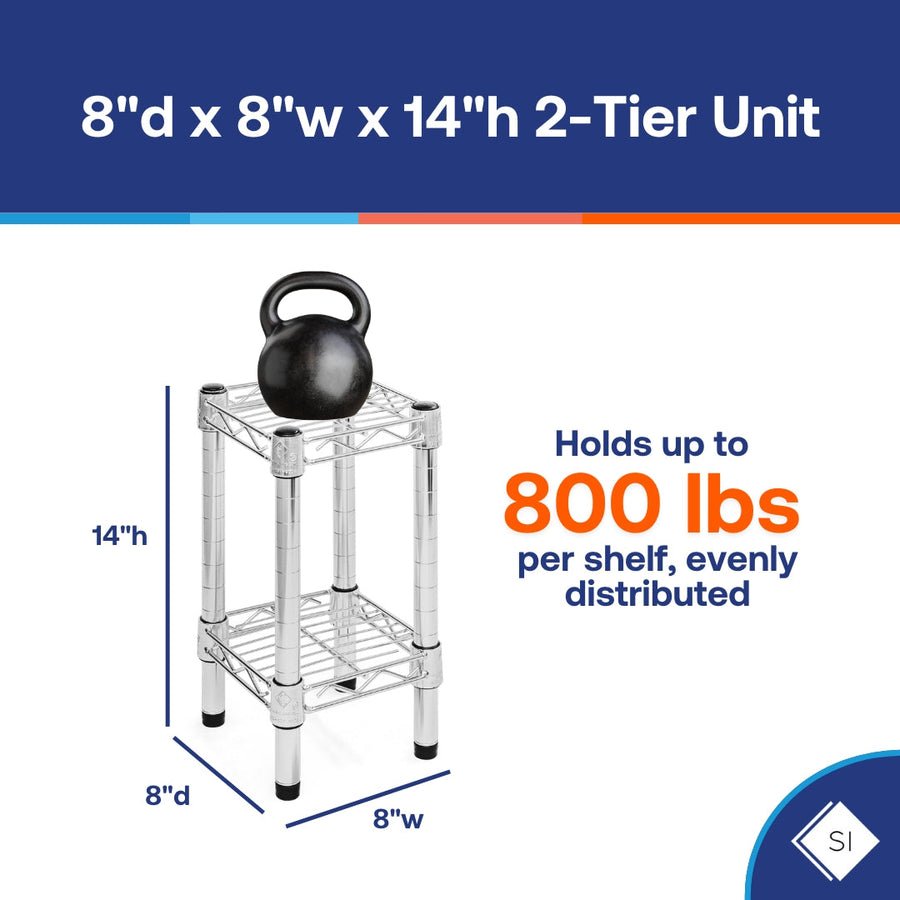 8"d x 14"h Chrome Wire Shelving w/ 2 Shelves