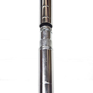 Chrome post extension kit for connecting two 1-inch diameter wire shelving posts, adding height and storage space.