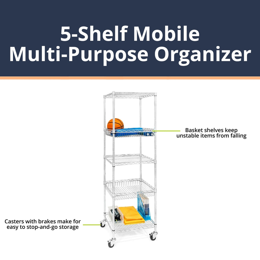 5-Shelf Mobile Multi-Purpose Organizer