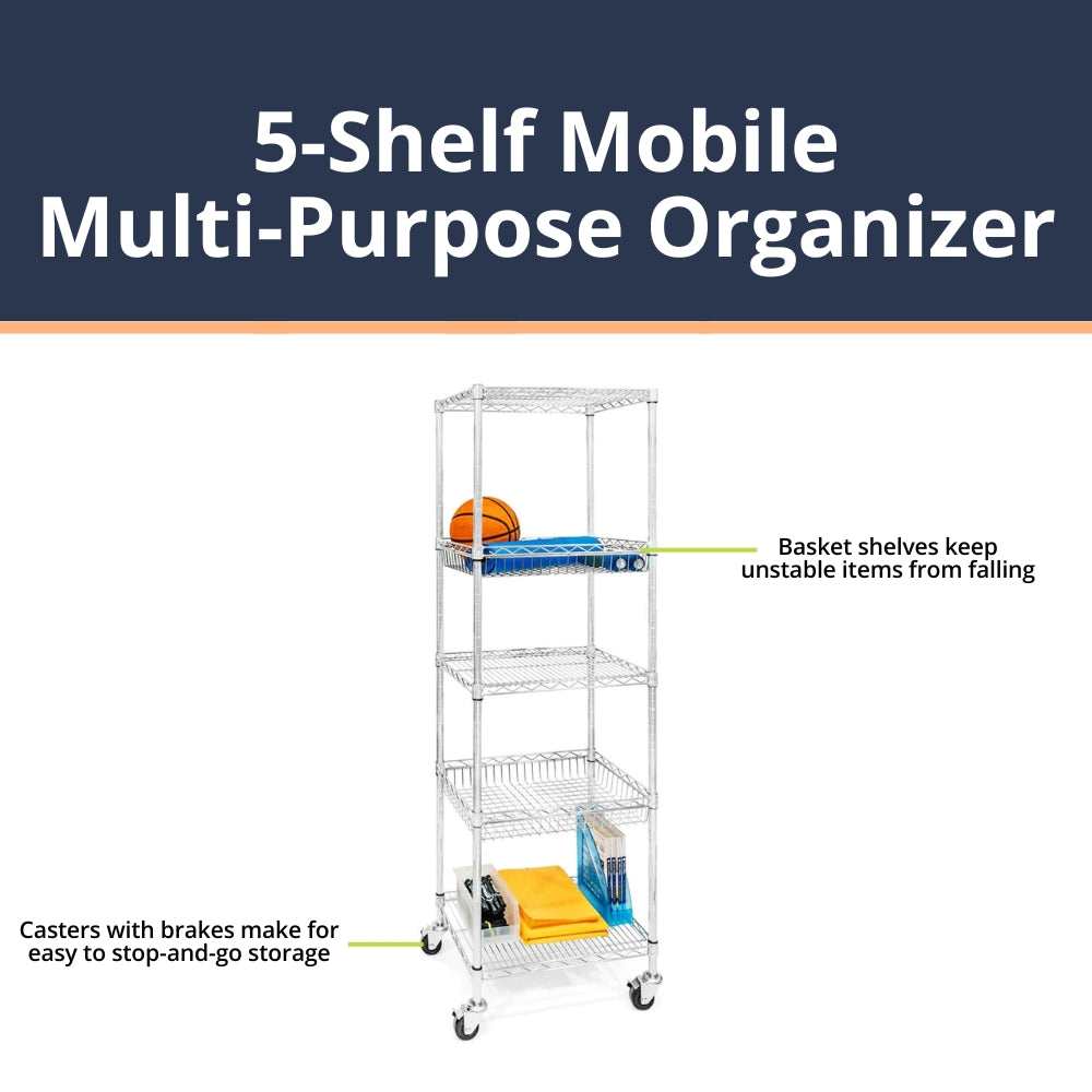 5-Shelf Mobile Multi-Purpose Organizer