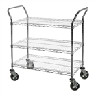 24"d Utility Cart with 3 Wire Shelves