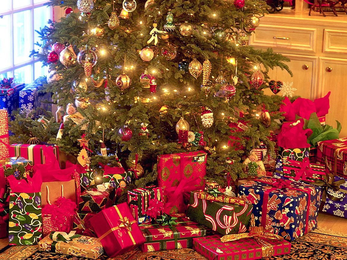 christmas presents under tree