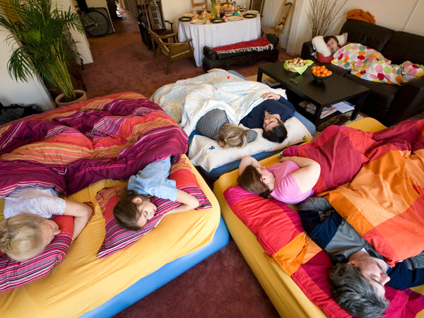 family holiday house guests sleeping