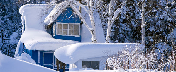 house covered in snow in winter