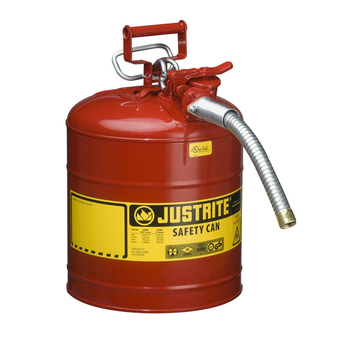 Justrite 5 gallon red Type II steel safety can