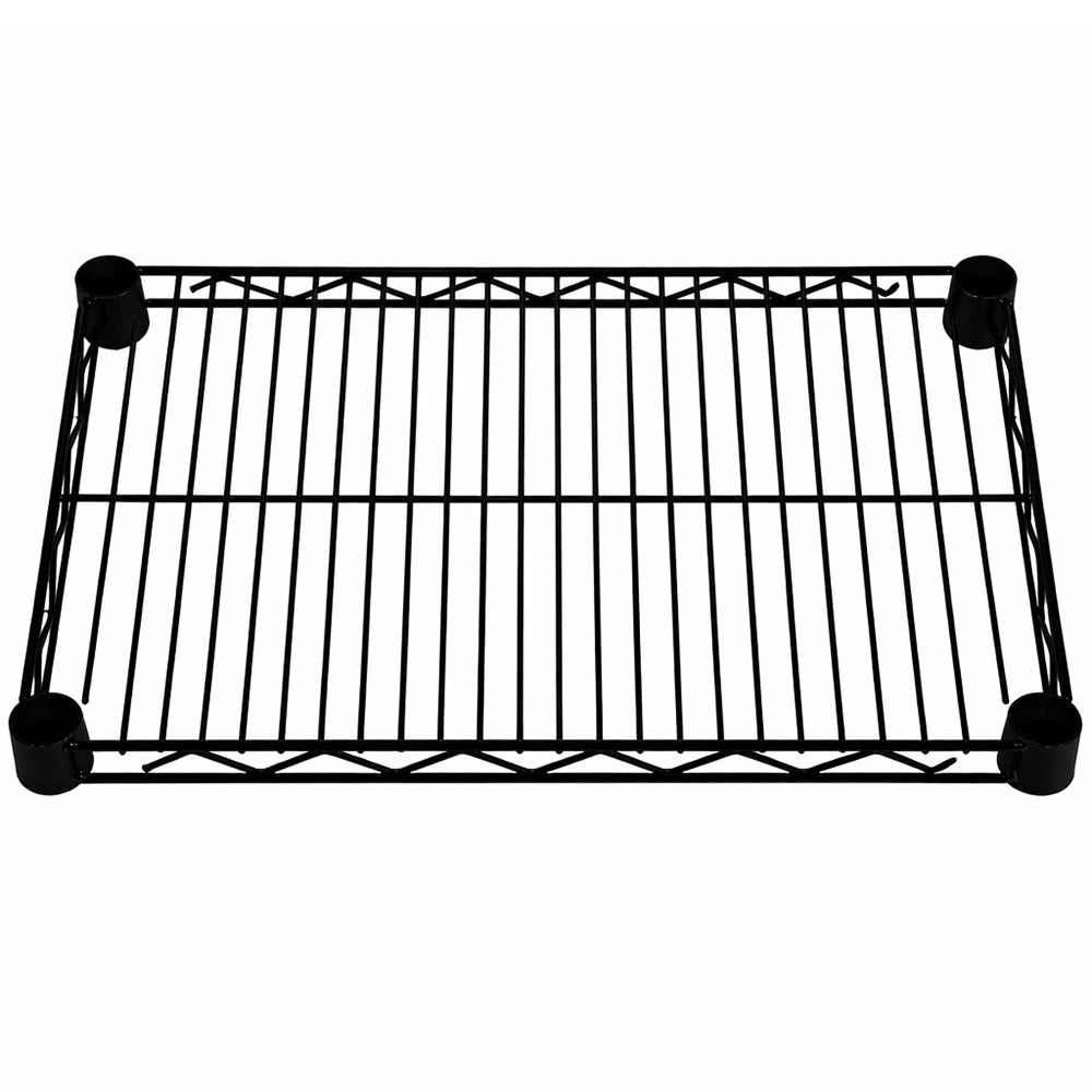 12-inch deep black epoxy wire shelf built for compact, rust-resistant storage in bathrooms, closets, pantries, and narrow areas.