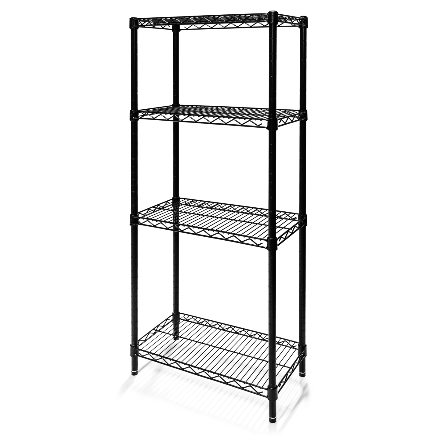 12"d x 54"h Black Wire Shelving w/ 4 Shelves