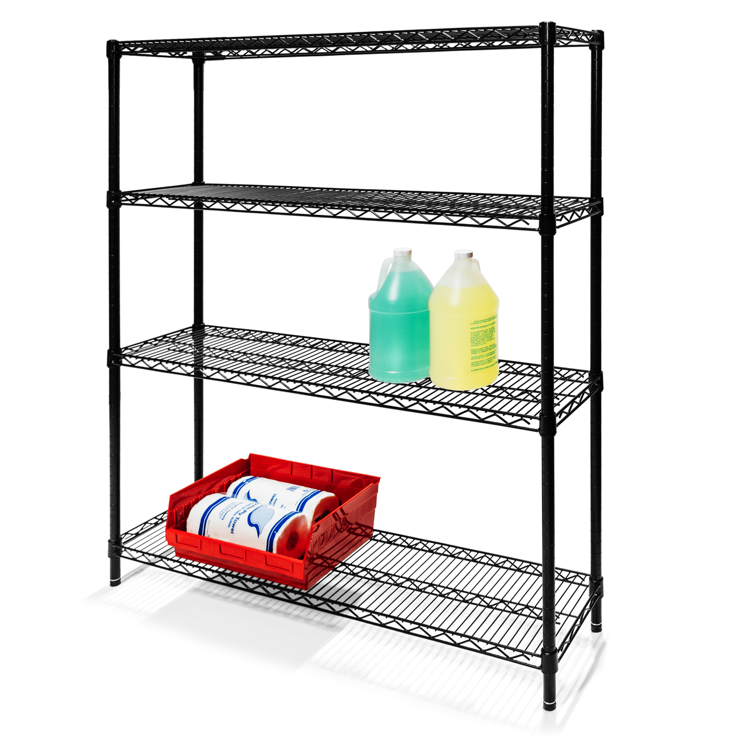 12"d x 54"h Black Wire Shelving w/ 4 Shelves