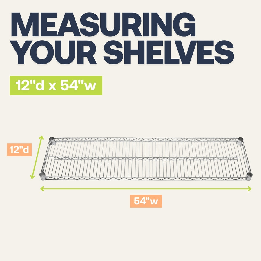 4-Shelf Chrome Wire Carts - 12"d x 54"w