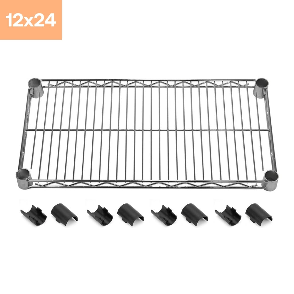 12"d x 24"w Chrome Wire Shelving w/ 4 Shelves