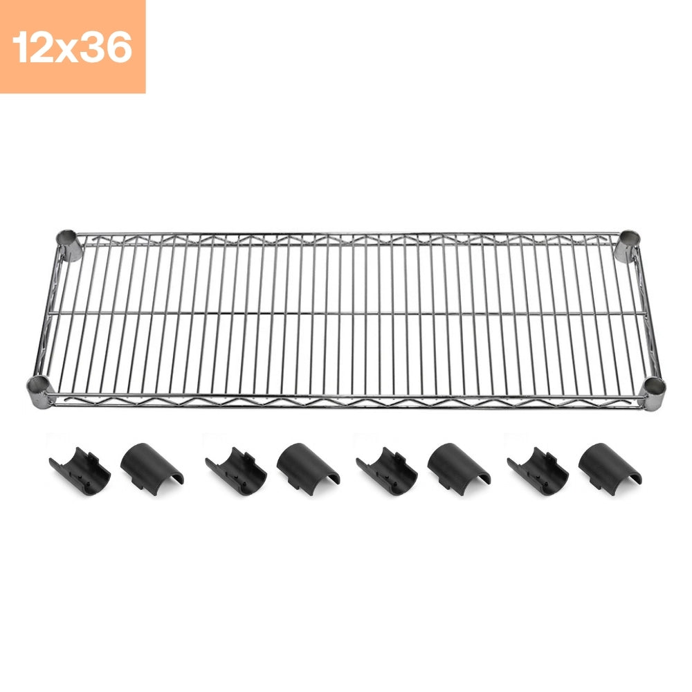 12"d Chrome Wire Shelves with Shelf Clips
