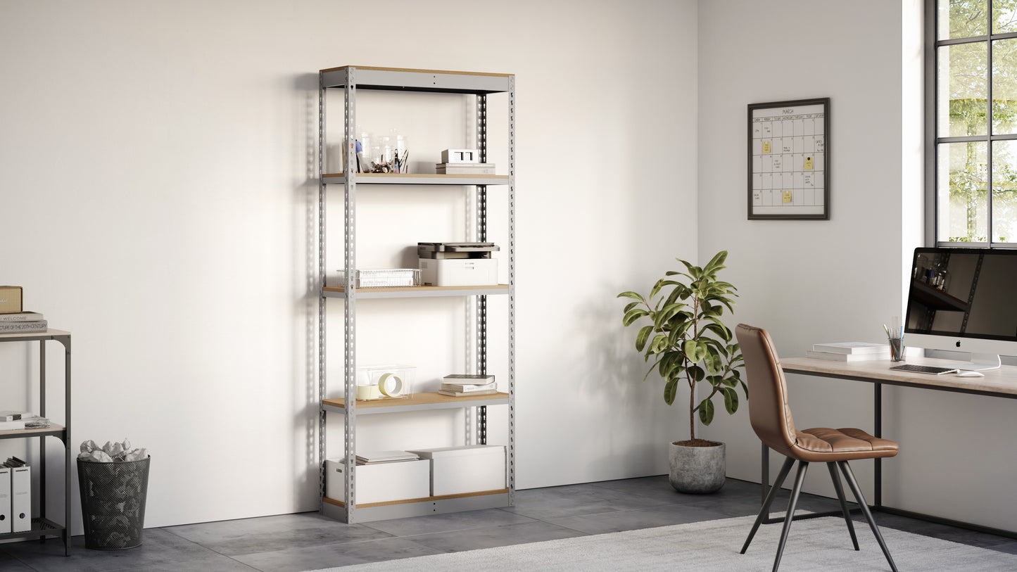 Lyon 18"d 5-Shelf Light-Duty Boltless Shelving Starter Units - Gray