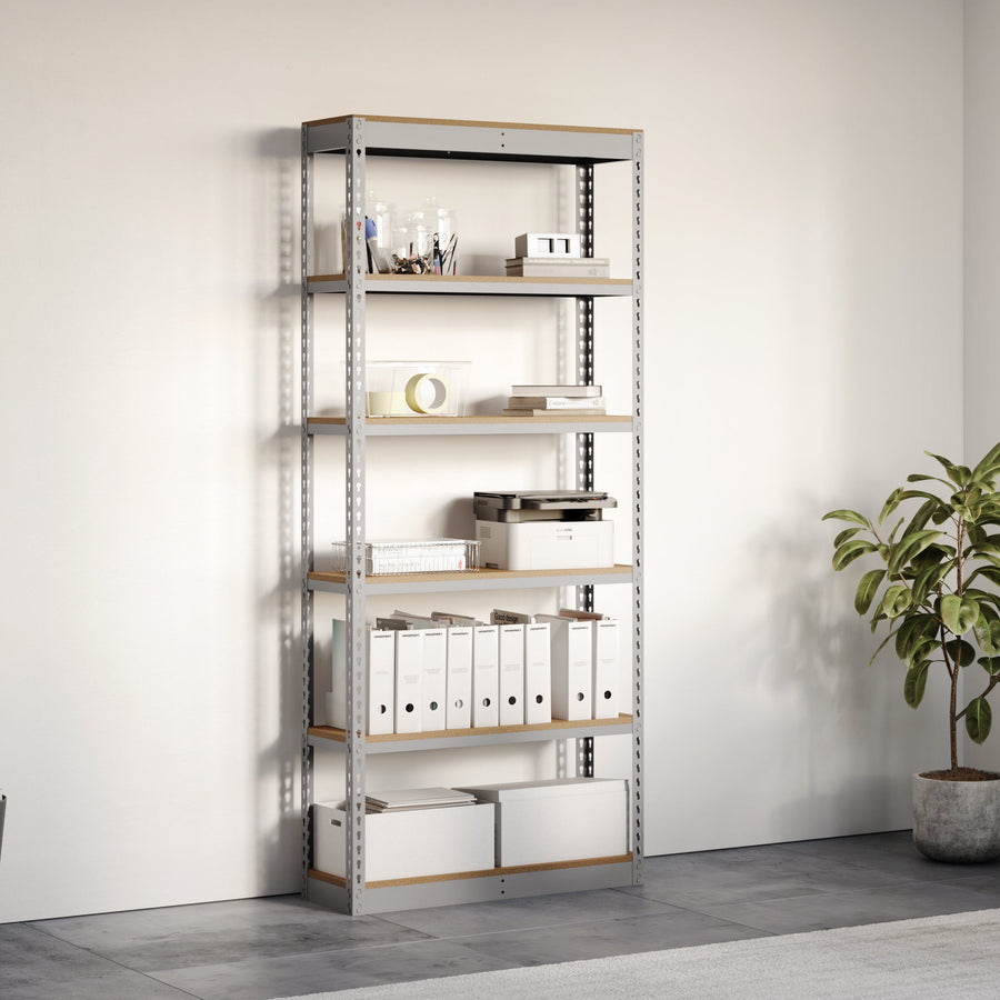 Lyon 12"d 6-Shelf Light-Duty Boltless Shelving Starter Units - Gray