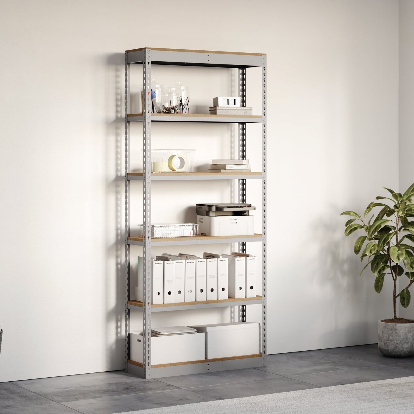 Lyon 12"d 6-Shelf Light-Duty Boltless Shelving Starter Units - Gray