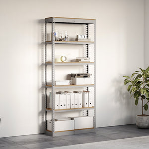 Lyon 12"d 6-Shelf Light-Duty Boltless Shelving Starter Units - Gray