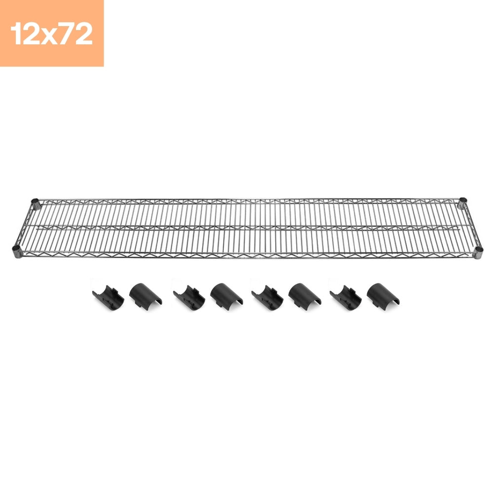 12"d Chrome Wire Shelves with Shelf Clips