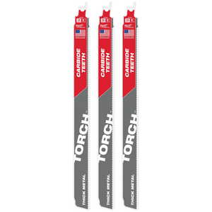 Milwaukee 12" 8 TPI TORCH™ w/ Carbide Teeth SAWZALL® Blades (3PK) (48-00-5303)