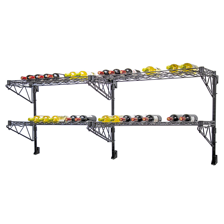 Wine rack with multiple bottles on it
