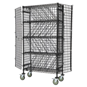 14"d 5-Tier Black Bulk Wine Security Carts