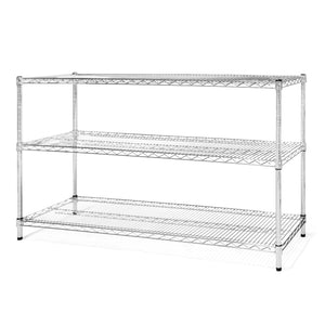 12"d x 34"h Chrome Wire Shelving w/ 3 Shelves