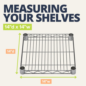 14"d x 14"w Chrome Wire Shelving w/ 4 Shelves