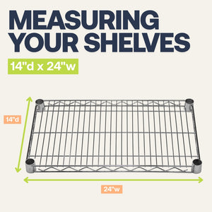 14"d x 24"w Chrome Wire Shelving w/ 4 Shelves