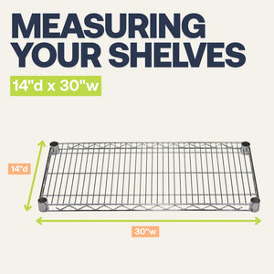 14"d x 30"w Chrome Wire Shelving w/ 5 Shelves