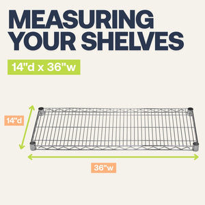 14"d x 36"w Chrome Wire Shelving w/ 5 Shelves
