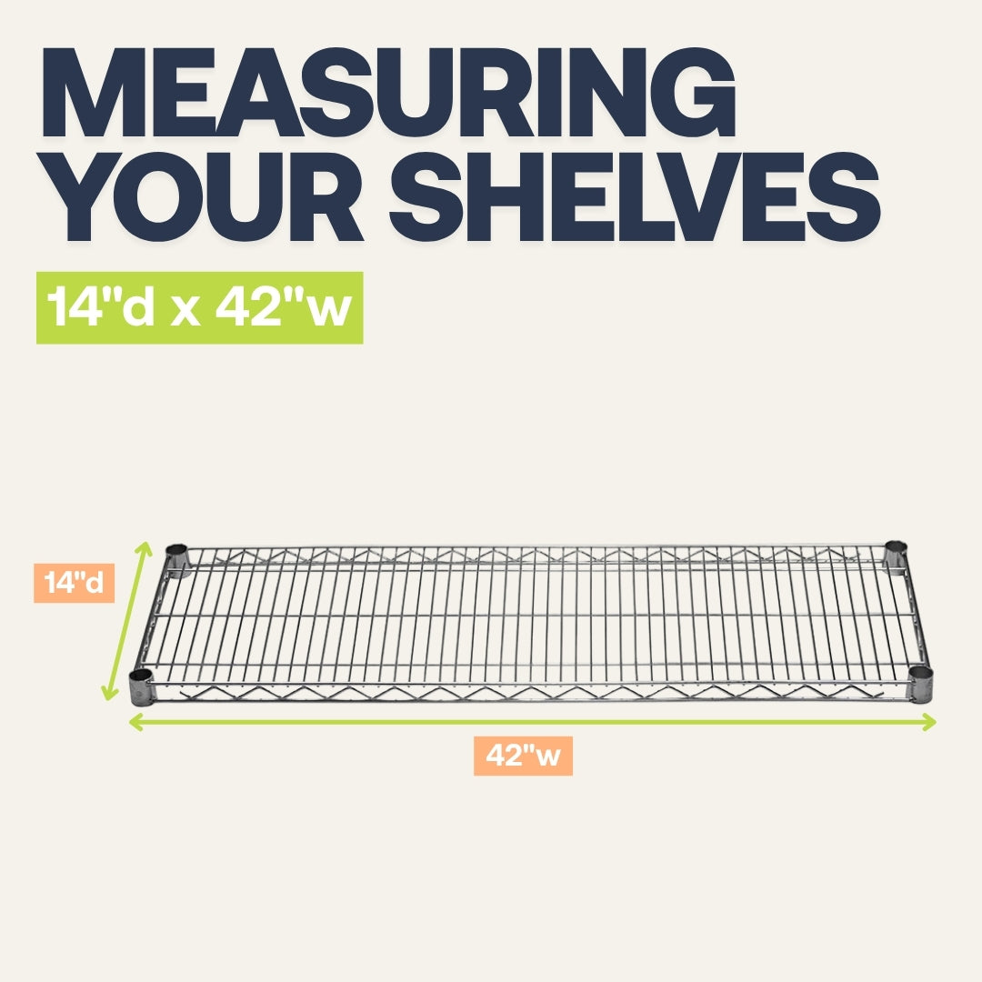 4-Shelf Chrome Wire Carts - 14"d x 42"w