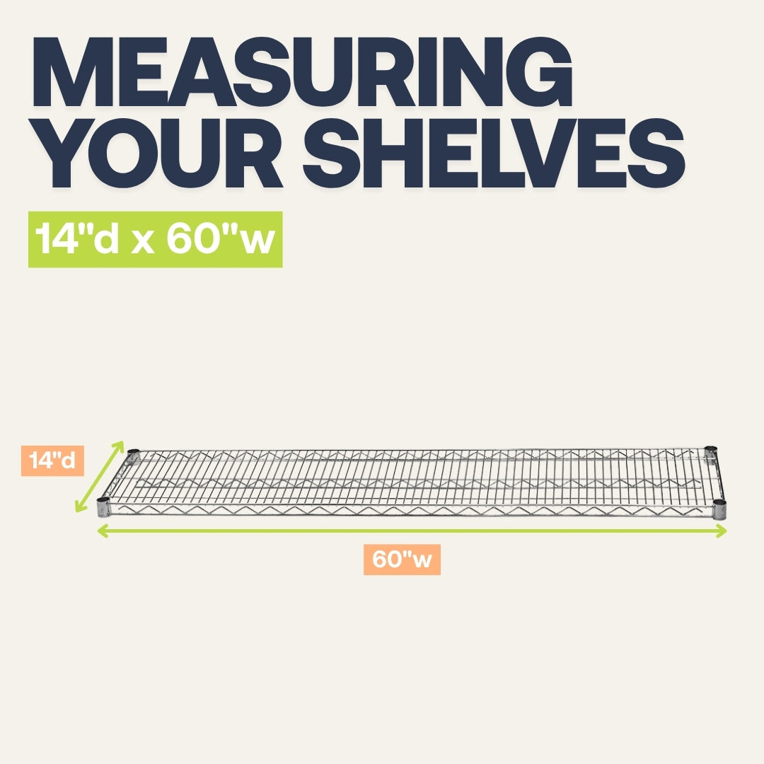 4-Shelf Chrome Wire Carts - 14"d x 60"w