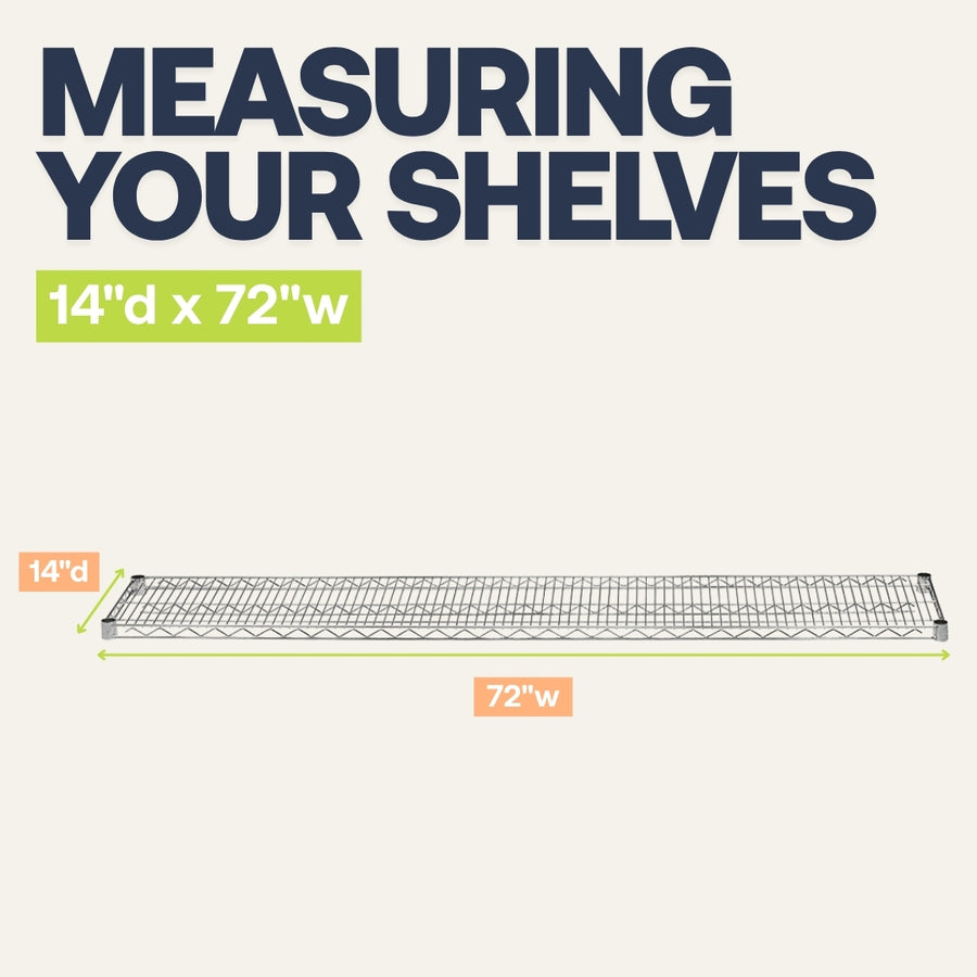 4-Shelf Chrome Wire Carts - 14"d x 72"w