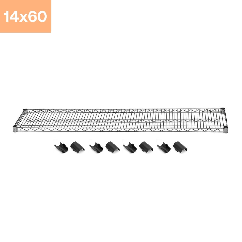 14"d Chrome Wire Shelves with Shelf Clips