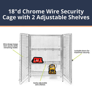 18"d Chrome Wire Security Cages with 2 Adjustable Shelves