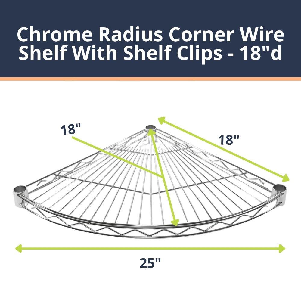 Chrome Radius Corner Wire Shelves with Shelf Clips
