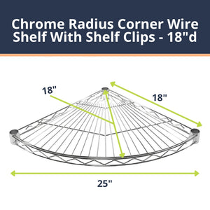 Chrome Radius Corner Wire Shelves with Shelf Clips