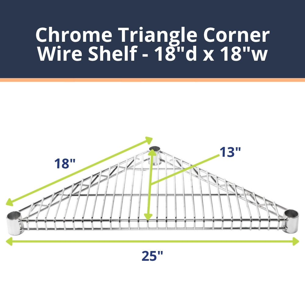 Chrome Triangle Corner Wire Shelves with Shelf Clips