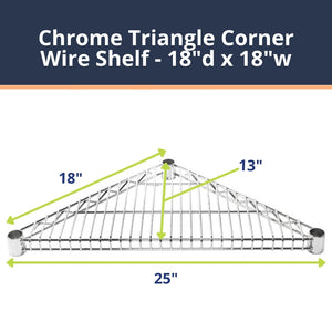 Chrome Triangle Corner Wire Shelves with Shelf Clips