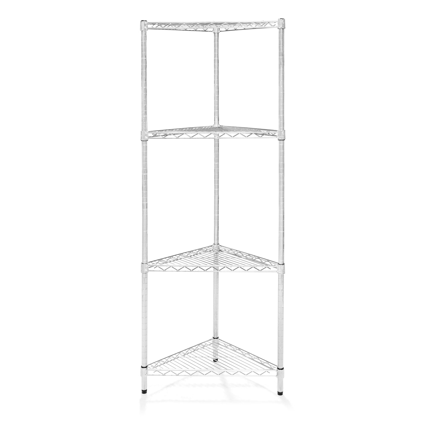 18"d Chrome Wire Triangle Corner Unit w/ 4 Shelves