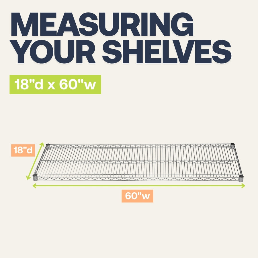 18"d x 60"w Chrome Wire Shelving w/ 5 Shelves