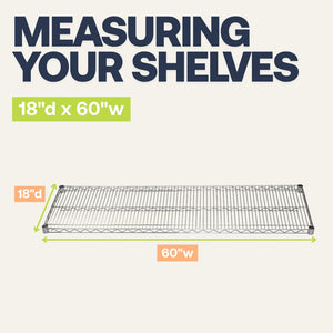 18"d x 60"w Chrome Wire Shelving w/ 5 Shelves