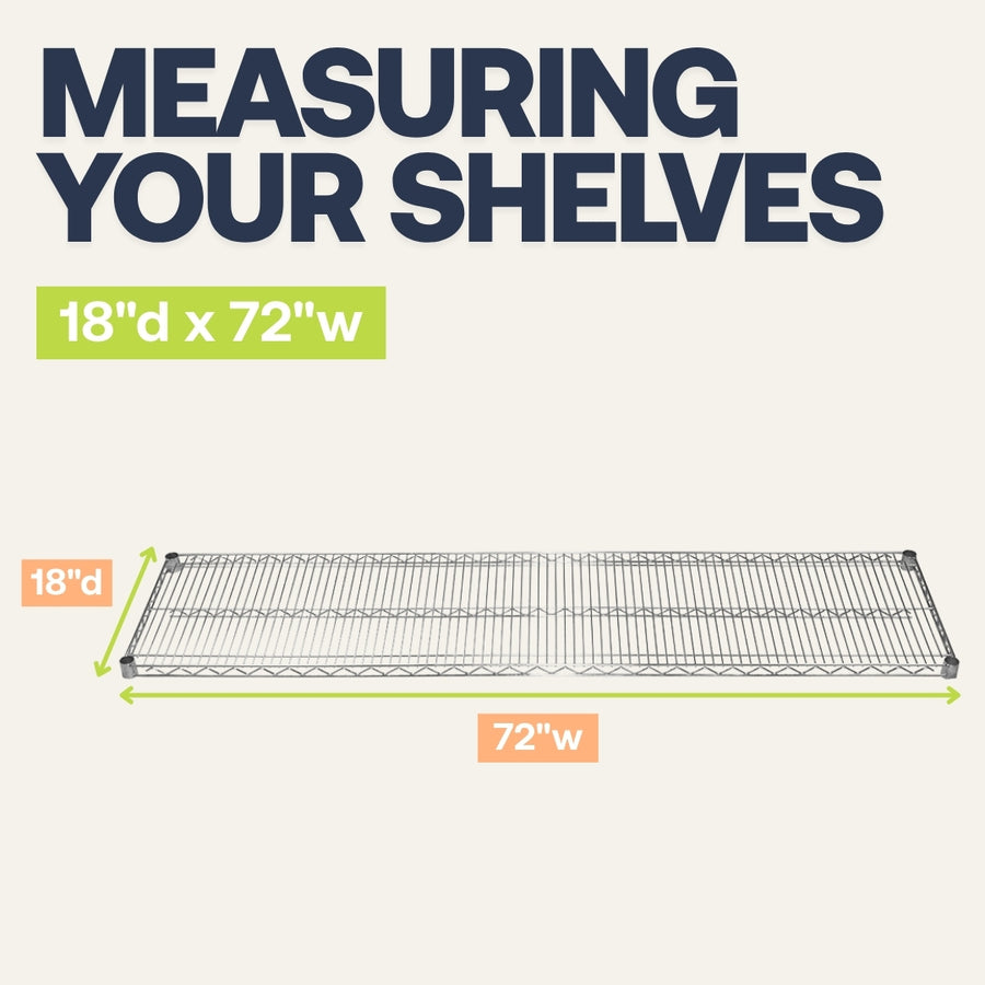 18"d x 72"w Chrome Wire Shelving w/ 4 Shelves